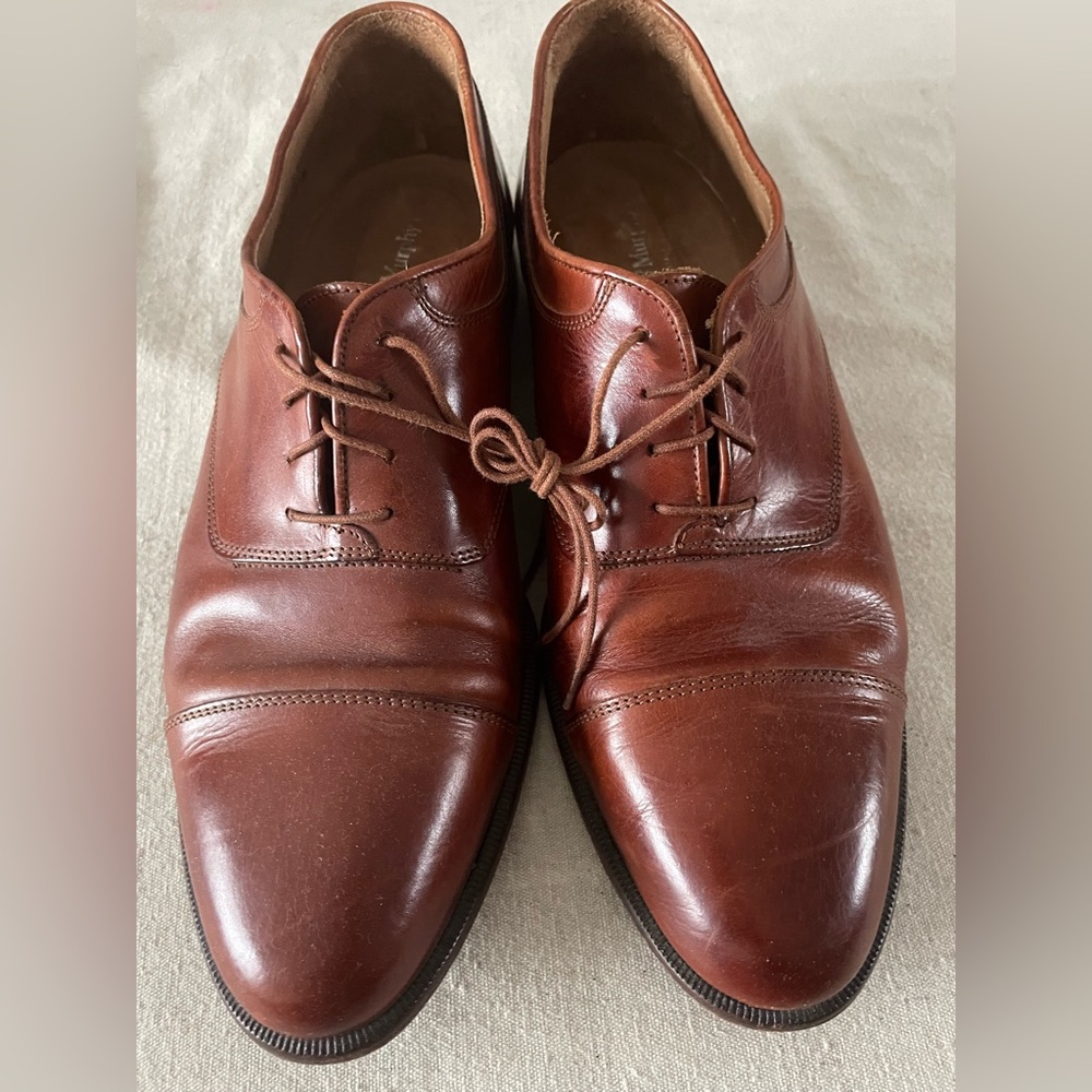 Johnson & Murphy Cellini Cap Toe Brown Leather Shoes US 10 M Made in Italy